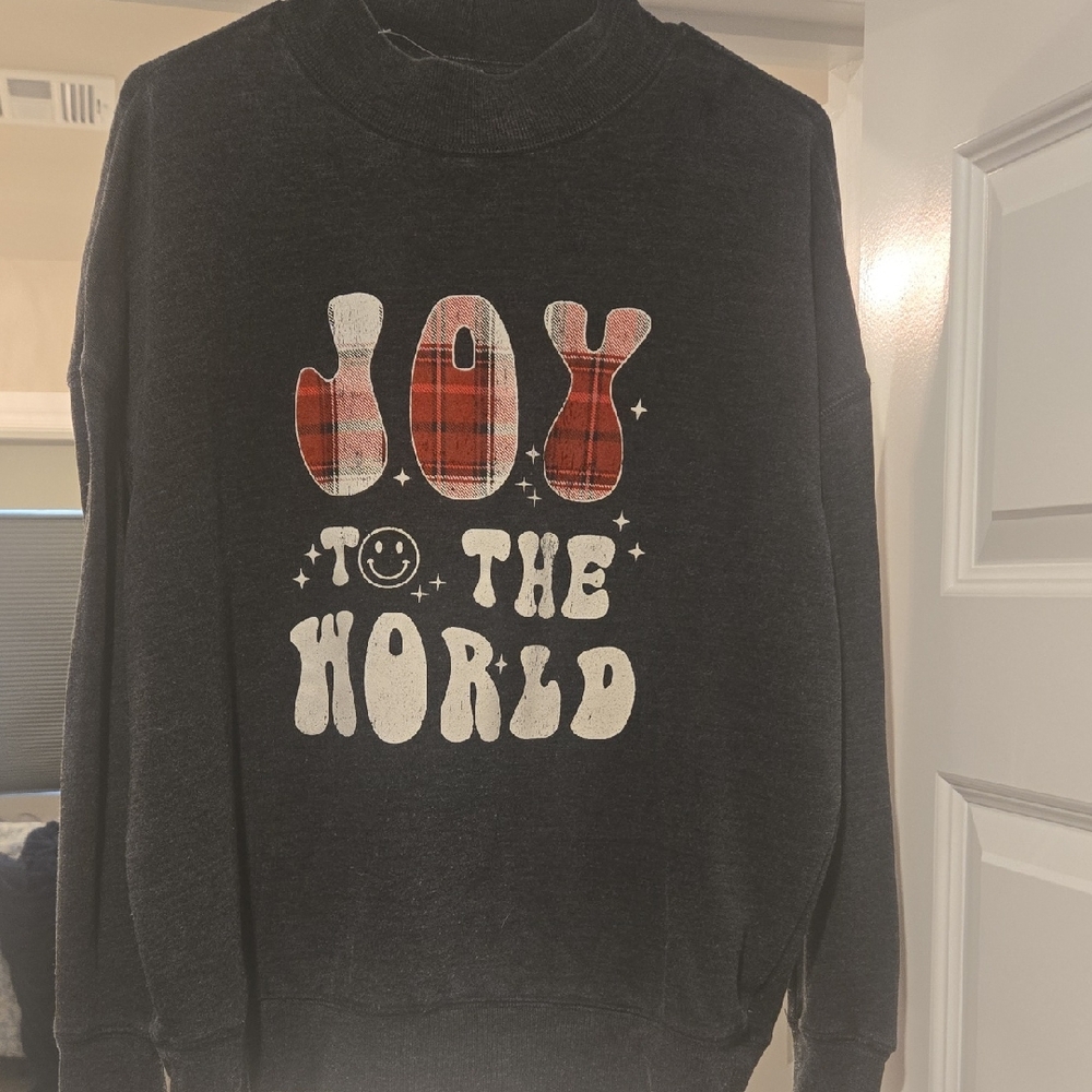 Maurices Black Crewneck Sweater with Joy Design
